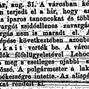 Részlet az „A zendülő vidék.” c. cikkből (Forrás: Budapesti Hírlap, 1883. 09. 01, 4. o.)
